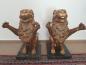 Preview: 2 Bronze-Figuren, Löwen  - Asien - 20. Jahrhundert