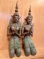 Preview: 2 Gr. Bronze-Figuren, Tempelwächter  - Thailand - Mitte 20. Jahrhundert