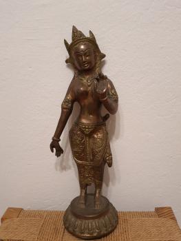 Bronze-Figur, Göttin Tara - Indien - 2. Hälfte 20. Jahrhundert