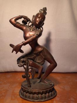 Tempeltänzerin, Bronze-Figur - Indien - Mitte 20. Jahrhundert