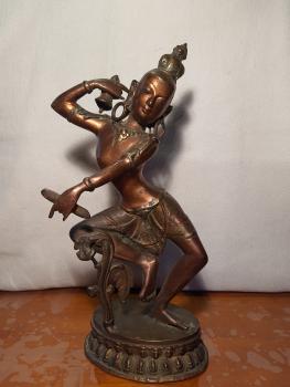 Tempeltänzerin, Bronze-Figur - Indien - Mitte 20. Jahrhundert