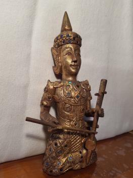 Tempel-Musikerin, Holz vergoldet - Thailand - Anfang 20. Jahrhundert