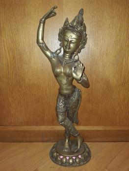 Messing-Figur, Göttin Tara - Indien - 2. Hälfte 20. Jahrhundert