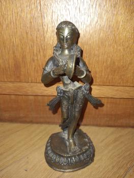 Tempelmusikerin, Bronze-Figur - Indien - 1. Hälfte 20. Jahrhundert