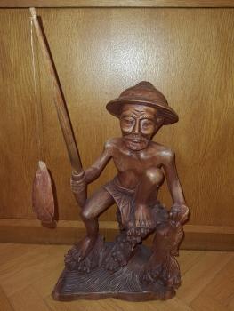 Holz-Figur, Angler - Bali - 1. Hälfte 20. Jahrhundert