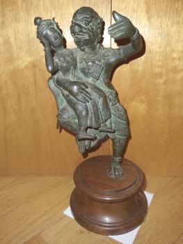 Bronze-Figur, Hanoman mit Prinzessin Banjukai - Thailand - 2. Hälfte 19. Jahrhundert