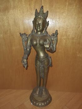 Messing-Figur, Tara - Indien - Mitte 20. Jahrhundert