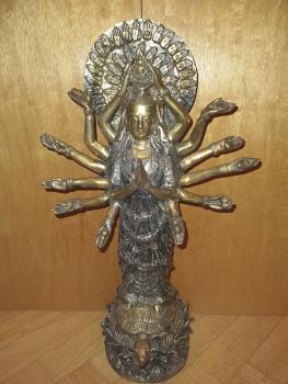 Buddha Avalokiteshvara, Bronze Figur - Indien - 1. Hälfte 20. Jahrhundert