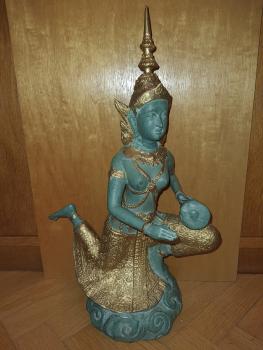 Tempel-Musikerin, Bronze-Figur - Thailand - Mitte 20. Jahrhundert