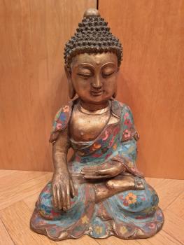 Buddha, Bronze-Cloisonné-Figur - Tibet - Mitte 20. Jahrhundert