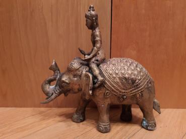 Bronze-Figur, Shiva auf Elefant - Thailand - 1. Hälfte 20. Jahrhundert