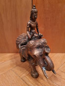Bronze-Figur, Shiva auf Elefant - Thailand - 1. Hälfte 20. Jahrhundert