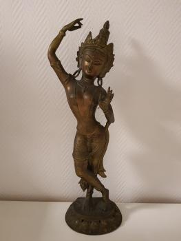 Bronze-Figur, Göttin Tara  - Indien - Mitte 20. Jahrhundert