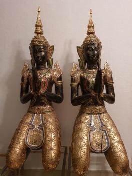 2 Holz-Figuren, Teppanome  - Thailand - Mitte 20. Jahrhundert