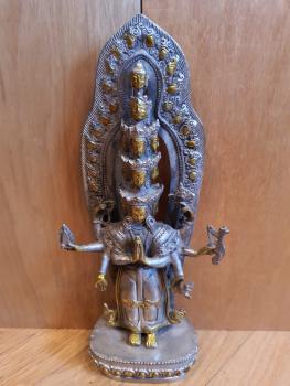 Tibetsilber-Figur, Avalokiteshvara - Nepal - Mitte 20. Jahrhundert