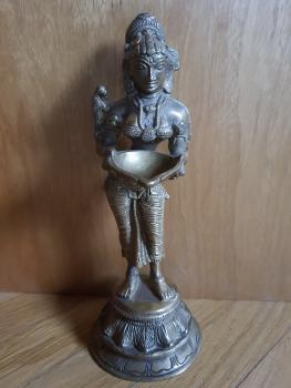 Messing-Figur, Göttin Lakshmi - Indien - 2. Hälfte 20. Jahrhundert