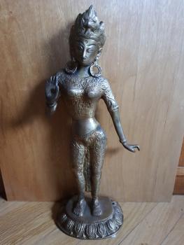 Bronze-Figur, Tara - Indien - Mitte 20. Jahrhundert