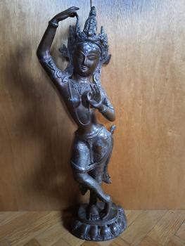 Bronze-Figur, Tempeltänzerin - Indien - Mitte 20. Jahrhundert