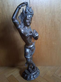 Bronze-Figur, Göttin Tara - Indien - Mitte 20. Jahrhundert