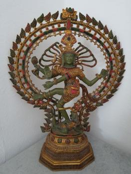 Messing-Skulptur, Shiva im Sonnenkreis - Indien -