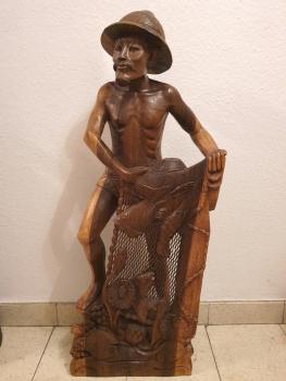 Holz-Figur, Fischer - Bali - 20. Jahrhundert