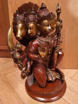 Bronze-Figur, Panchamukhi Hanuman  - Indien - Ende des 20. Jahrhunderts