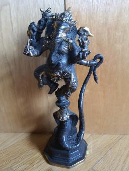Ganesha auf Schlange tanzend - Bronze-Figur - 20. Jahrhundert