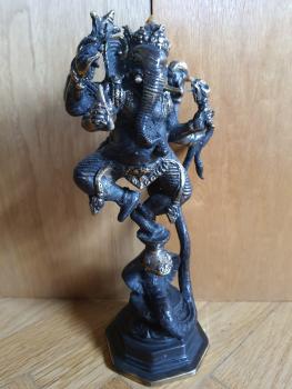 Ganesha auf Schlange tanzend - Bronze-Figur - 20. Jahrhundert