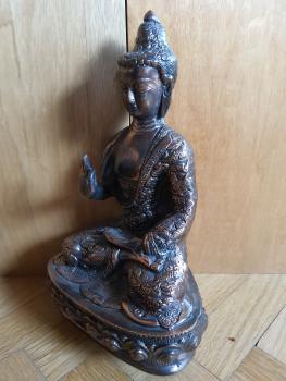Buddha-Figur, Kupfer/Zinn - Indien - Mitte 20. Jahrhundert