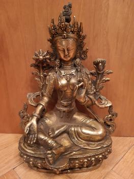 Bronze-Figur, Grüne Tara  - Tibet - Ende des 20. Jahrhunderts