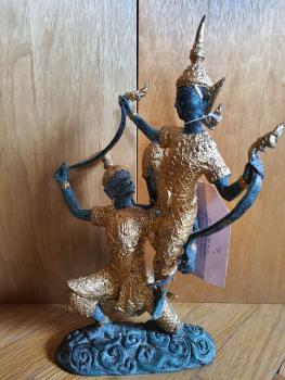 Bronze-Figur, Hanuman und Rama  - Thailand - Mitte 20. Jahrhundert