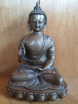 Buddha-Figur, Messing  - Indonesien - Mitte 20. Jahrhundert