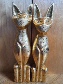 Holz-Figuren, Katzen  - Myanmar - 21. Jahrhundert