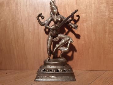 Messing-Figur, Sarasvati  - Indien - 2. Hälfte 20. Jahrhundert
