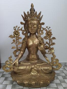 Messing-Figur, (67cm) Weiße Tara  - Tibet - Mitte 20. Jahrhundert
