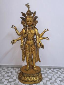 Bronze-Figur, Gottheit Kwan Yin - Tibet - Mitte 20. Jahrhundert