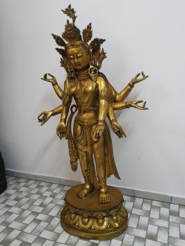 Bronze-Figur, (101cm) Gottheit Kwan Yin - Tibet - Mitte 20. Jahrhundert