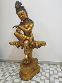 Bronze-Skulptur, (85cm) Guanyin  - Tibet - Mitte 20. Jahrhundert
