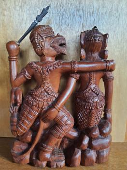 Holzfigur Nang-Ngueak (Meerjungfrau) und Hanuman - Thailand - Mitte 20. Jahrhundert