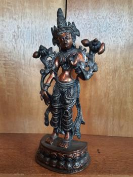 Bronze-Figur, Göttin Tara  - Indien -  2. Hälfte 20. Jahrhundert