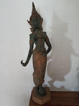 Tempeltänzerin, Bronze-Figur - Thailand - Mitte 20. Jahrhundert