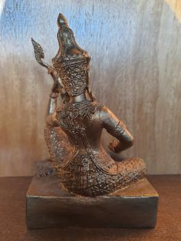 Tempel-Musiker, Bronze-Figur -Thailand - Mitte 20. Jahrhundert