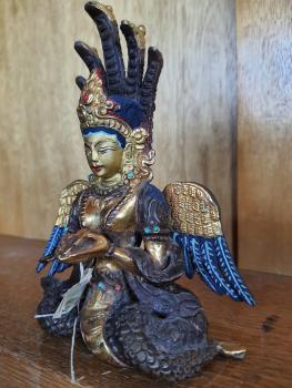 Bronze-Figur, Naga Kanya  - Nepal - 20. Jahrhundert
