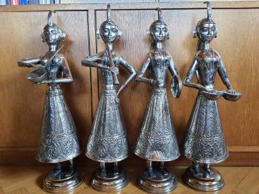 4 Metall-Figuren, Musiker  - Indien - 1. Hälfte 20. Jahrhundert