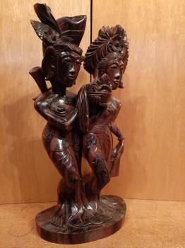 Holz-Figur, Zwei Landfrauen  - Bali - Mitte 20. Jahrhundert