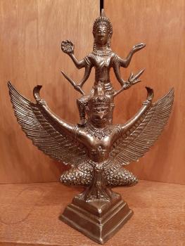 Messing-Figur, Vishnu und Garuda  - Indien - 20. Jahrhundert