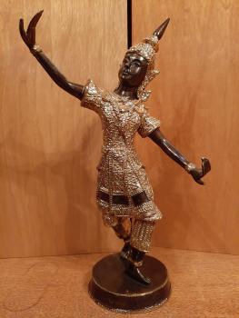 Bronze-Figur, Tempeltänzerin  -Thailand -  Mitte 20. Jahrhundert