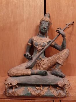 Bronze-Figur, Tempelmusiker  - Thailand - Mitte 20. Jahrhundert