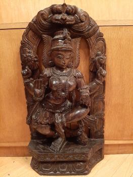 Holz-Relief, Parvati  -  Indien -  Anfang 20. Jahrhundert