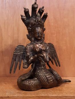 Bronze-Figur, Naga Kanya  - Indien - 20. Jahrhundert